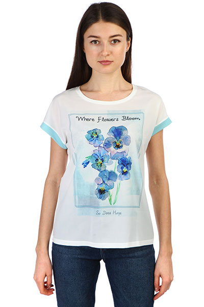 A PASSION PLAY Женская летняя футболка с коротким рукавом голубая 191TRJG-0034-0302